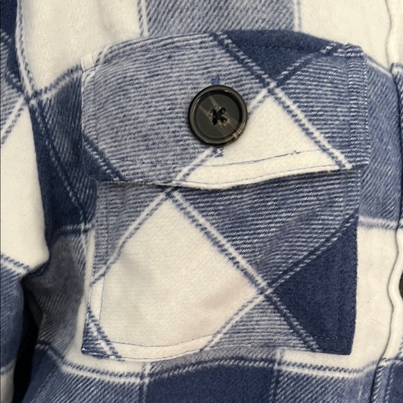 Steve Madden Blue and White Plaid Button Down Shirt - Picture 4 of 11